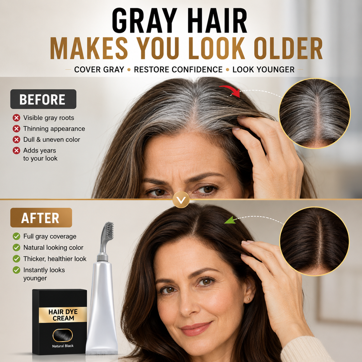 Instant Gray Coverage Hair Dye Comb for Men &Women