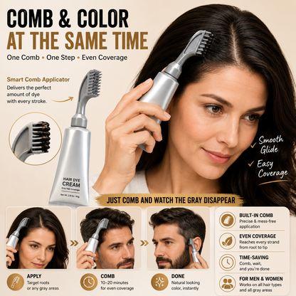 Instant Gray Coverage Hair Dye Comb for Men &Women