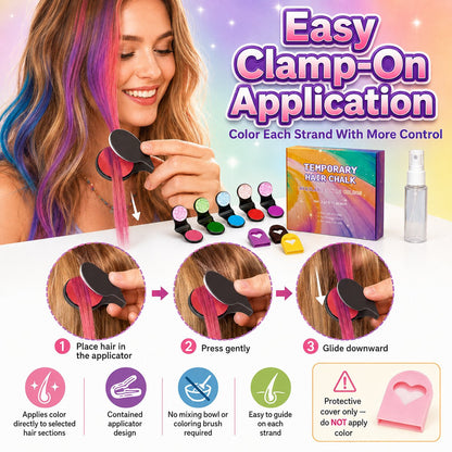 ✨12-Color Temporary Hair Chalk Applicator Set for Kids & Adults