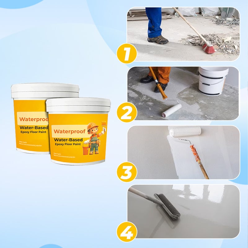 Four-step floor paint application process