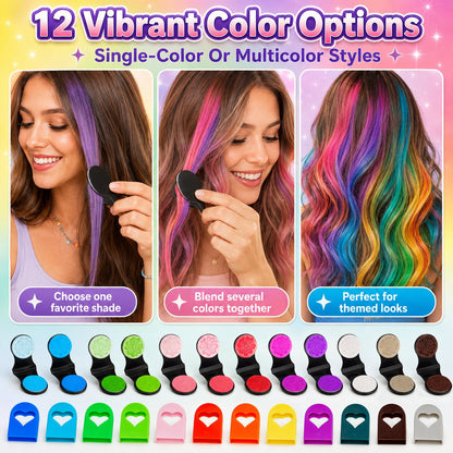 ✨12-Color Temporary Hair Chalk Applicator Set for Kids & Adults