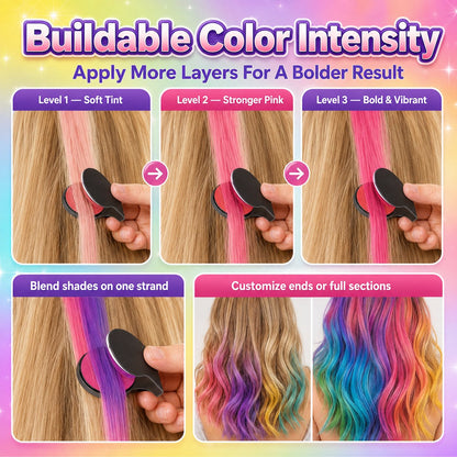 ✨12-Color Temporary Hair Chalk Applicator Set for Kids & Adults
