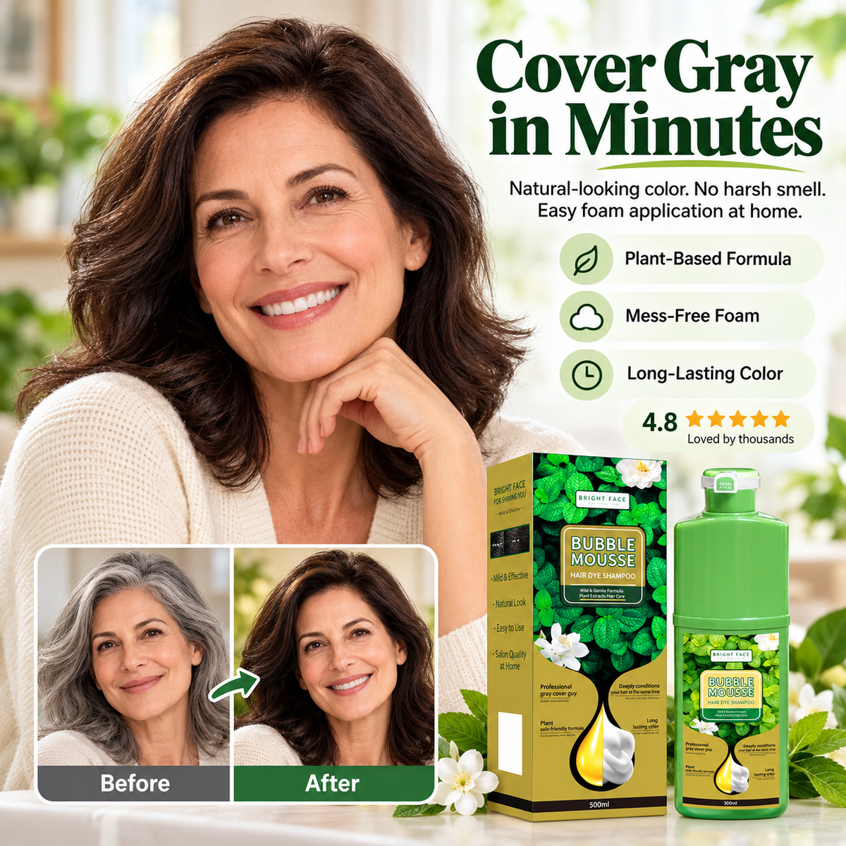 🌿💇‍♀️ Long-Lasting Plant-Based Foam Hair Dye – gentle on sensitive scalps, no harsh chemical smell. Fruity scent lasts 96 hours, colour stays vibrant through more washes. Mess-free foam, easy home use! 🎨✅