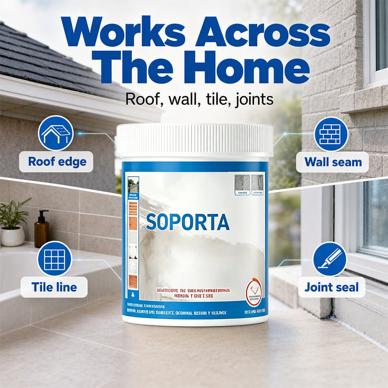 Waterproof sealant shown for roof edge wall seam tile line and joint seal applications